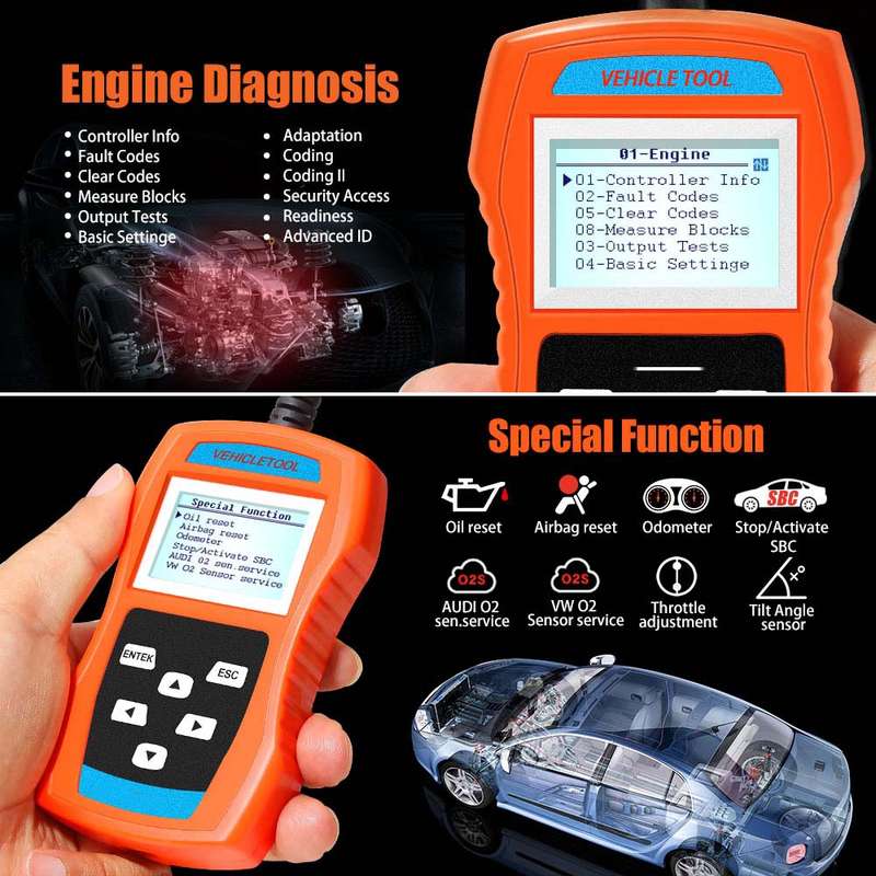 VAG506M Car Mini Code Reader OBD2 Fault Detector Diagnostic Tool, Southern European Version