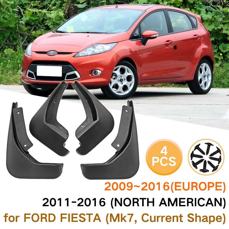 For Ford Fiesta 4pcs/Set Car Auto Soft Plastic Splash Flaps Fender Guard
