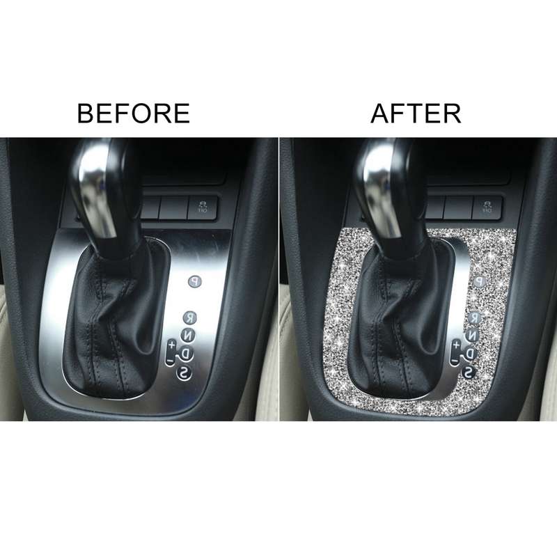 Car Gear Adjustment B Diamond Decoration Cover Sticker for Volkswagen Golf 6 2008-2012, Right-hand D