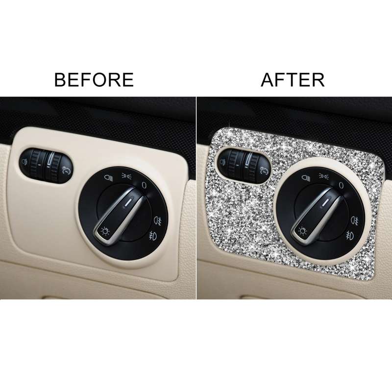 Car Headlight Diamond Decoration Cover Sticker for Volkswagen Golf 6 2008-2012, Right-hand Drive