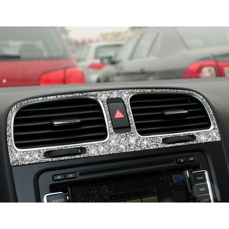 Car Middle Air Outlet Diamond Decoration Cover Sticker for Volkswagen Golf 6 2008-2012, Left and Rig