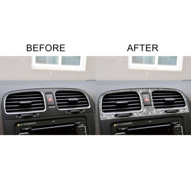 Car Middle Air Outlet Diamond Decoration Cover Sticker for Volkswagen Golf 6 2008-2012, Left and Rig