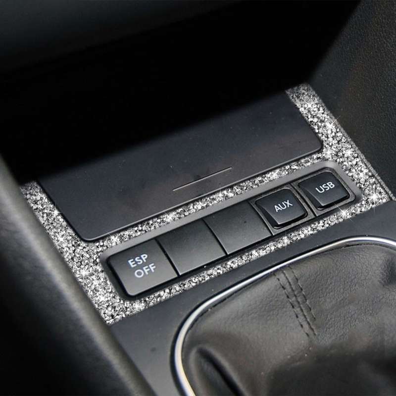 Car Ashtray Frame Diamond Decoration Cover Sticker for Volkswagen Golf 6 2008-2012, Left and Right D