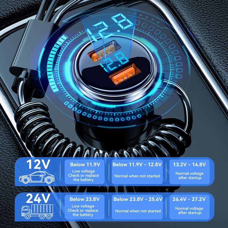 BW13 67.5W 3 in 1 Charging Cable & Dual USB Port Car Charger