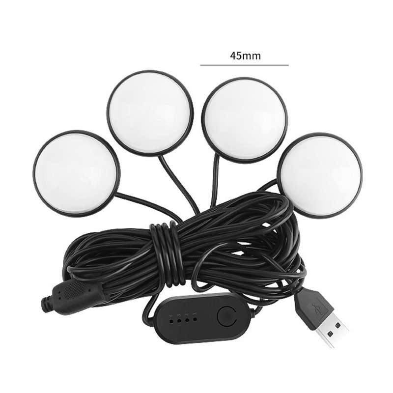 Car 4 in 1 USB RGB Foot Colorful LED Atmosphere Light