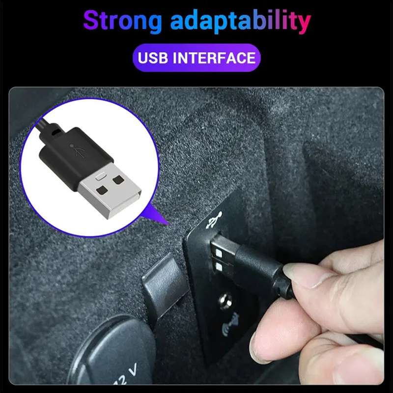 Car 4 in 1 USB RGB Foot Colorful LED Atmosphere Light