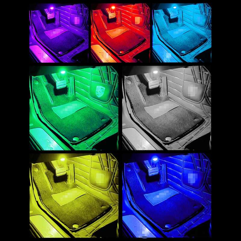 Car 4 in 1 USB RGB Foot Colorful LED Atmosphere Light