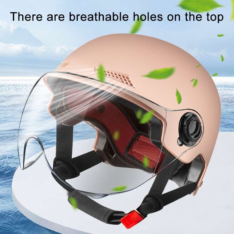 BY-1292 Unisex Motorcycle Frosted Protective Short Mirror Half Helmet (Black)