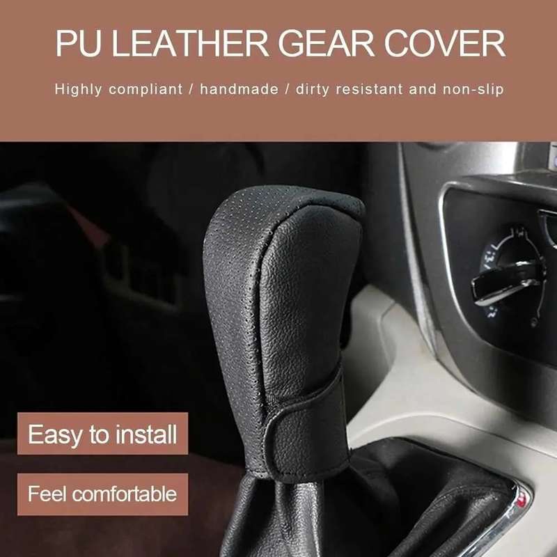 Universal Car PU Leather Gear Shift Knob Protective Cover (Black)