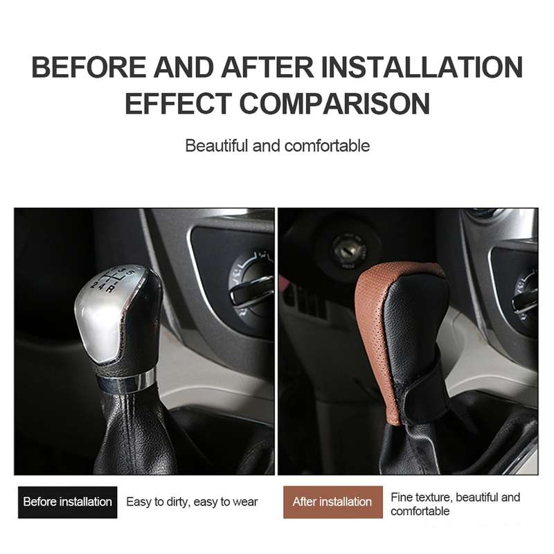 Universal Car PU Leather Gear Shift Knob Protective Cover (Black)
