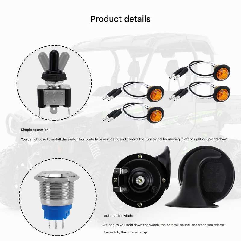 CP-5227 UTV / ATV Turn Signal Kit, Street Legal Kit with Toggle Switch