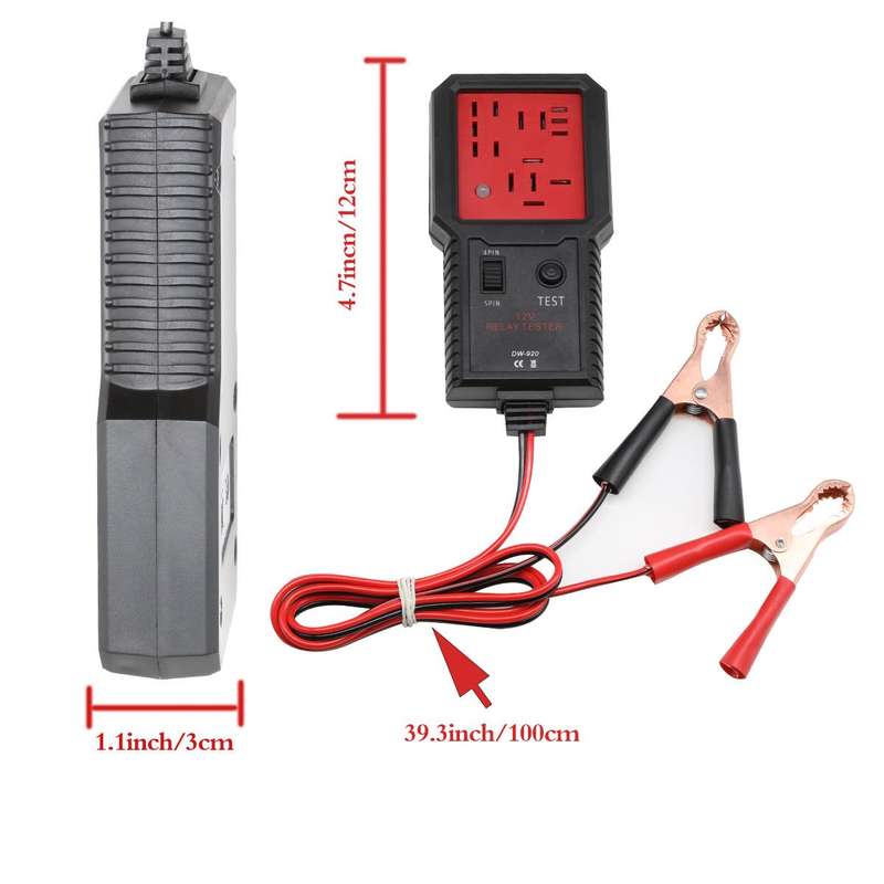 utomotive Relay Tester 12V Universal Relay Analyzer 4-Pin & 5-Pin Relays Tester (Black Red)