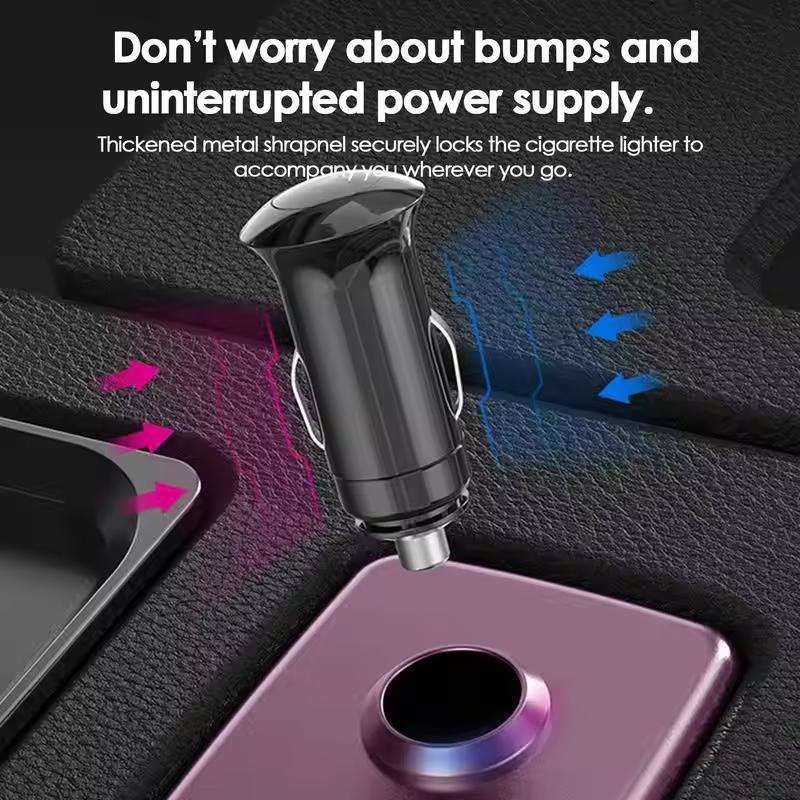 SHUNWEI SD-1904 Dual Socket Car Cigarette Lighter Splitter with USB Charger (Black)