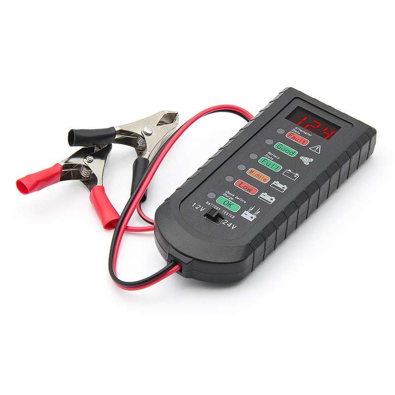 12V / 24V Automotive Battery Voltage Tester (Black)