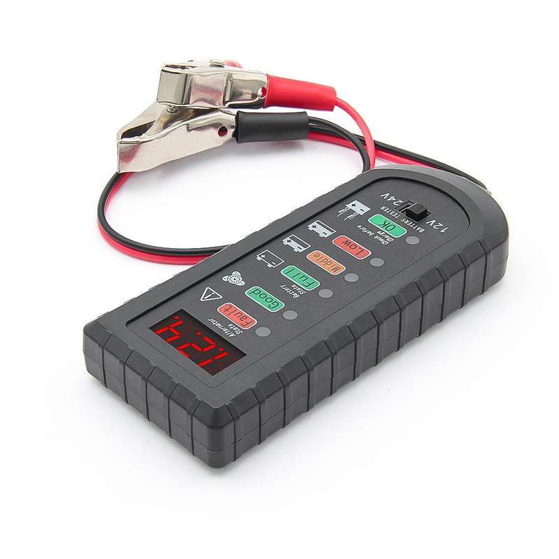 12V / 24V Automotive Battery Voltage Tester (Black)