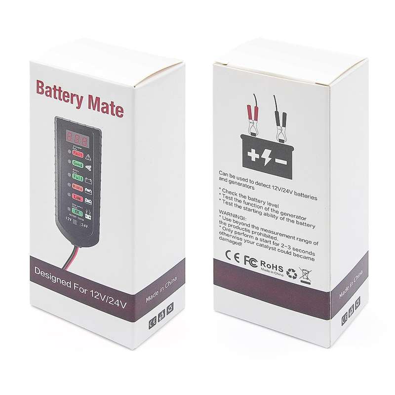 12V / 24V Automotive Battery Voltage Tester (Black)