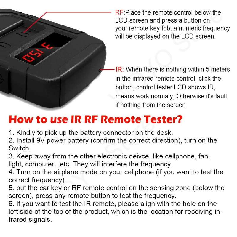 WOYO PL001 Car Remote Control Tester 10-1000MHZ RF IR Infrared Wireless Digital Frequency Tester for