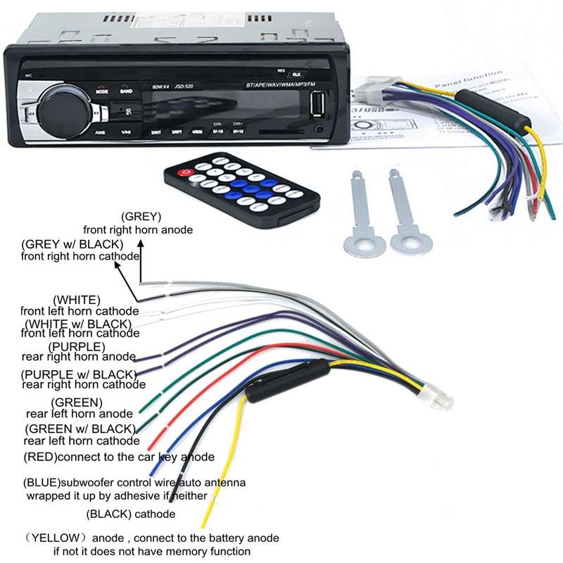 JSD-520 Car Stereo Radio MP3 Audio Player Support Bluetooth Hand-free Calling / FM / USB / SD,