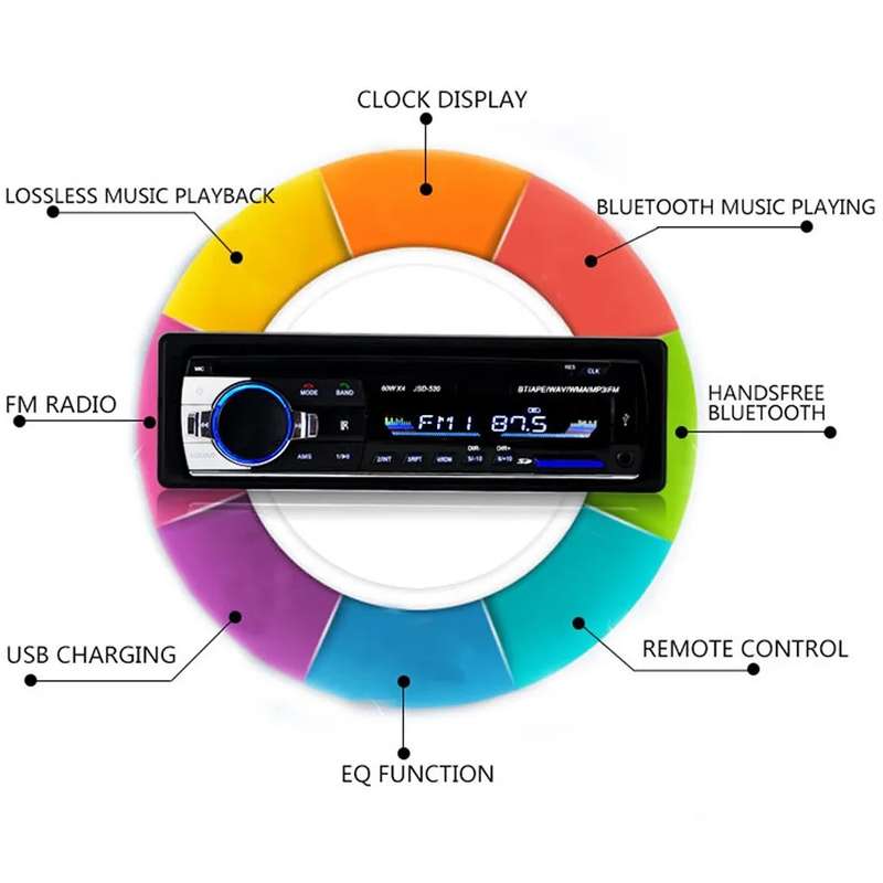 JSD-520 Car Stereo Radio MP3 Audio Player Support Bluetooth Hand-free Calling / FM / USB / SD,
