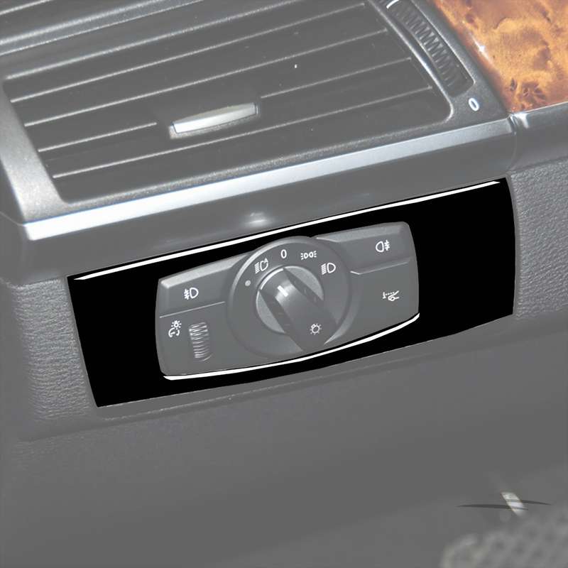 Car Left Drive Headlight Switch Panel Decorative Sticker for BMW E70 X5 / E71 X6 2008-2013(Black)