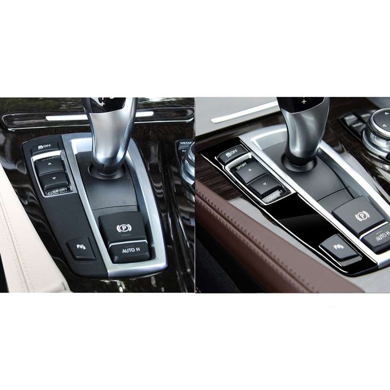 Car Left Drive Gear Panel Single Key Decorative Sticker for BMW Series 5 F10 2011-2017(Black)
