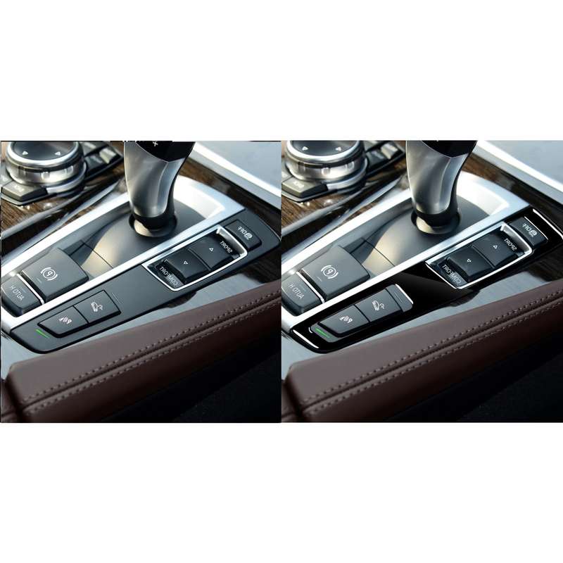 Car Right Drive Gear Panel Double Key Decorative Sticker for BMW Series 5 F10 2011-2017(Black)