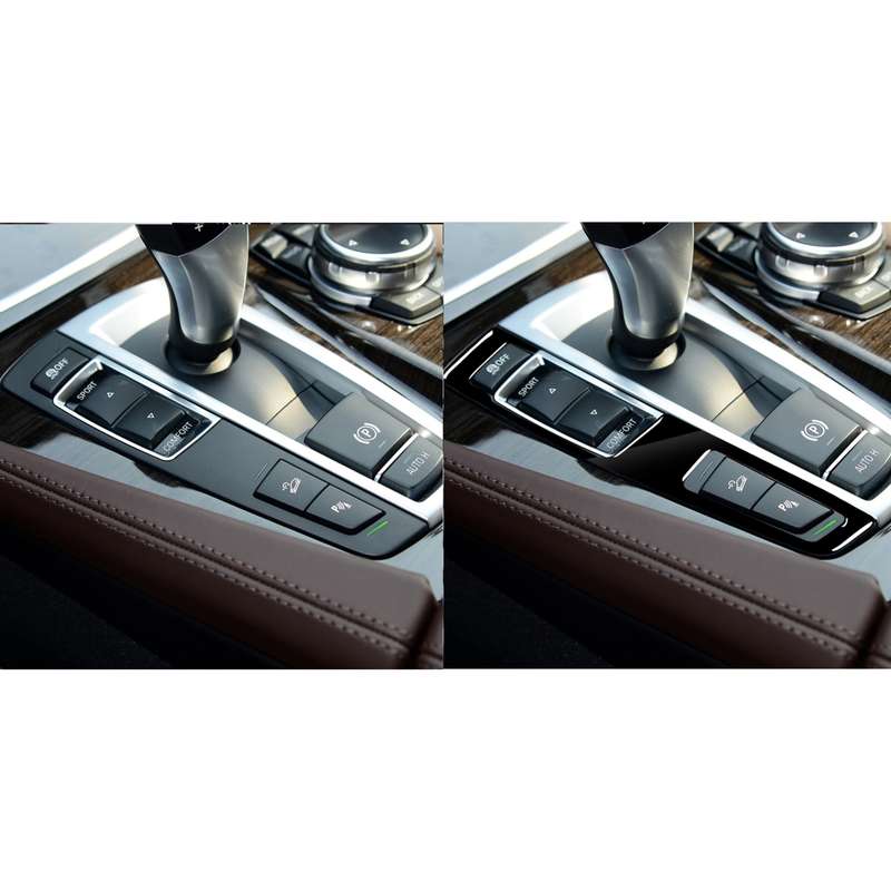 Car Left Drive Gear Panel Double Key Decorative Sticker for BMW Series 5 F10 2011-2017(Black)