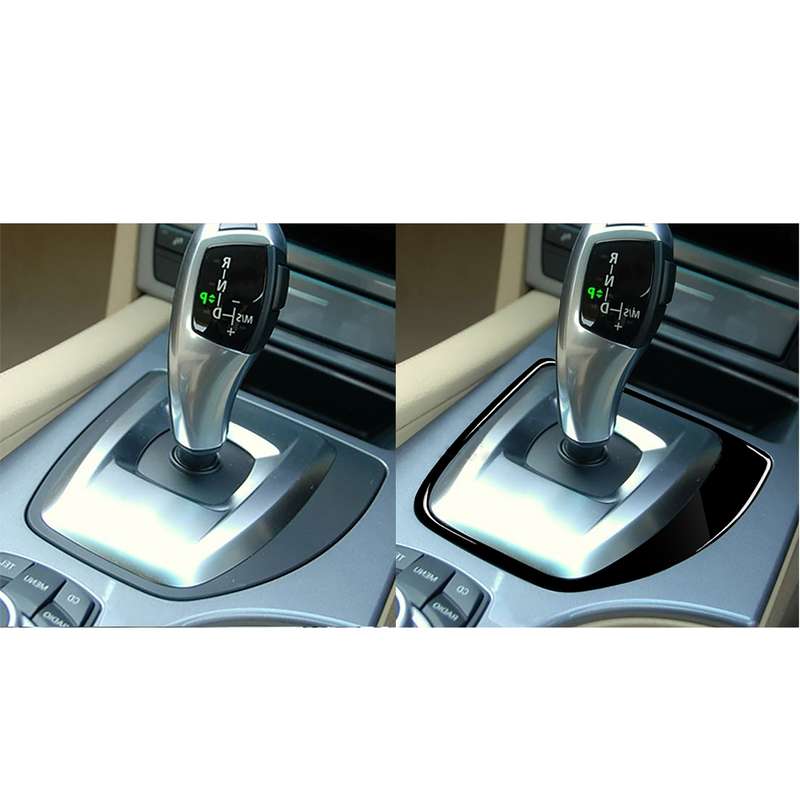 Car Right Drive Gear Panel Decorative Sticker for BMW Series 5 E60 2008-2010(Black)