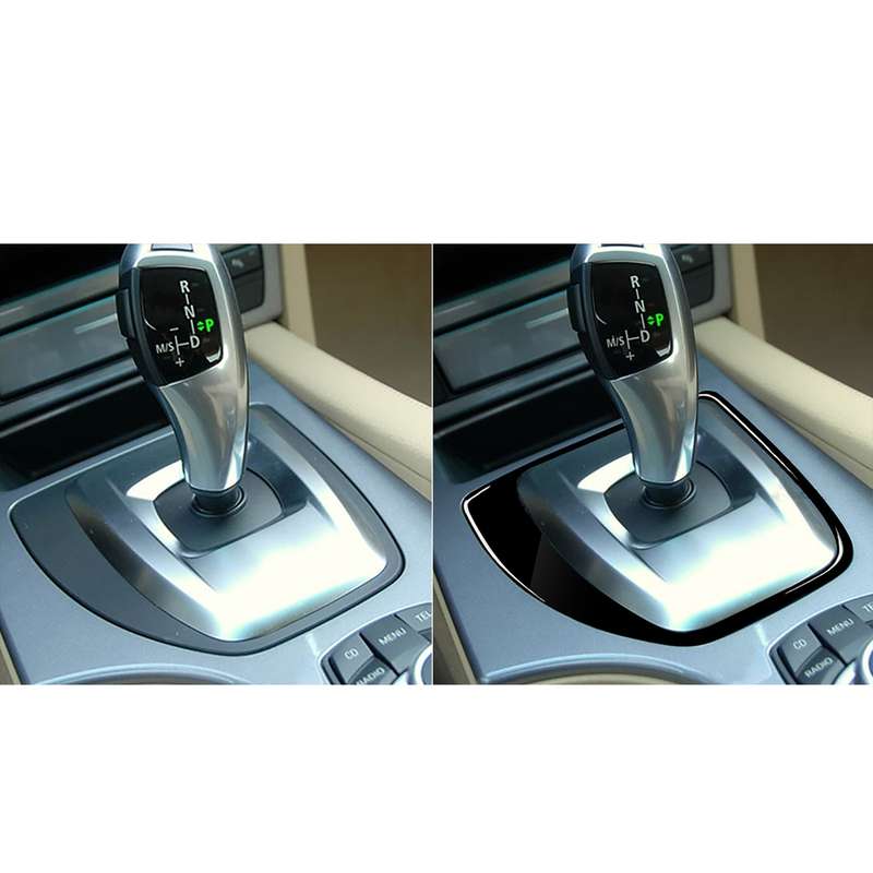 Car Left Drive Gear Panel Decorative Sticker for BMW Series 5 E60 2008-2010(Black)