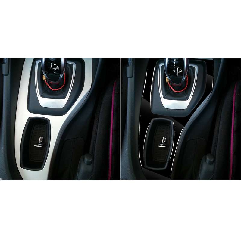 Car Right Drive Gear Panel Outer Frame Decorative Sticker for BMW X1 E84 2011-2015(Black)