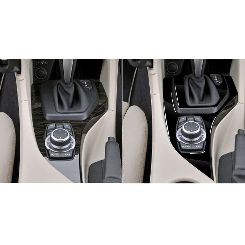 2pcs / Set Car Right Drive Gear Panel Decorative Sticker for BMW X1 E84 2011-2015(Black)