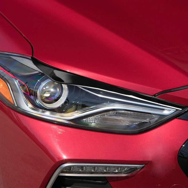 Pair Car Lamp Eyebrow Soft Decorative Sticker for Hyundai Elantra 2016-2018 (Black)