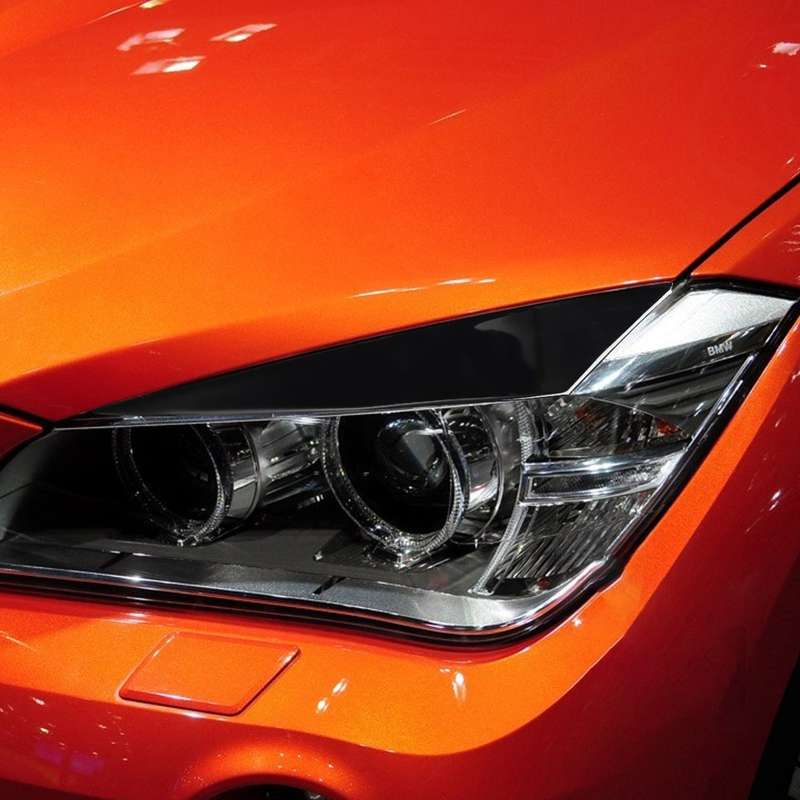 Pair Car Lamp Eyebrow Soft Decorative Sticker for BMW X1 E842 2009-2014 (Black)