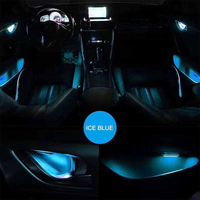 Car 4 in 1 LED Ambient Light Door Decorative Light (Ice Blue Light)