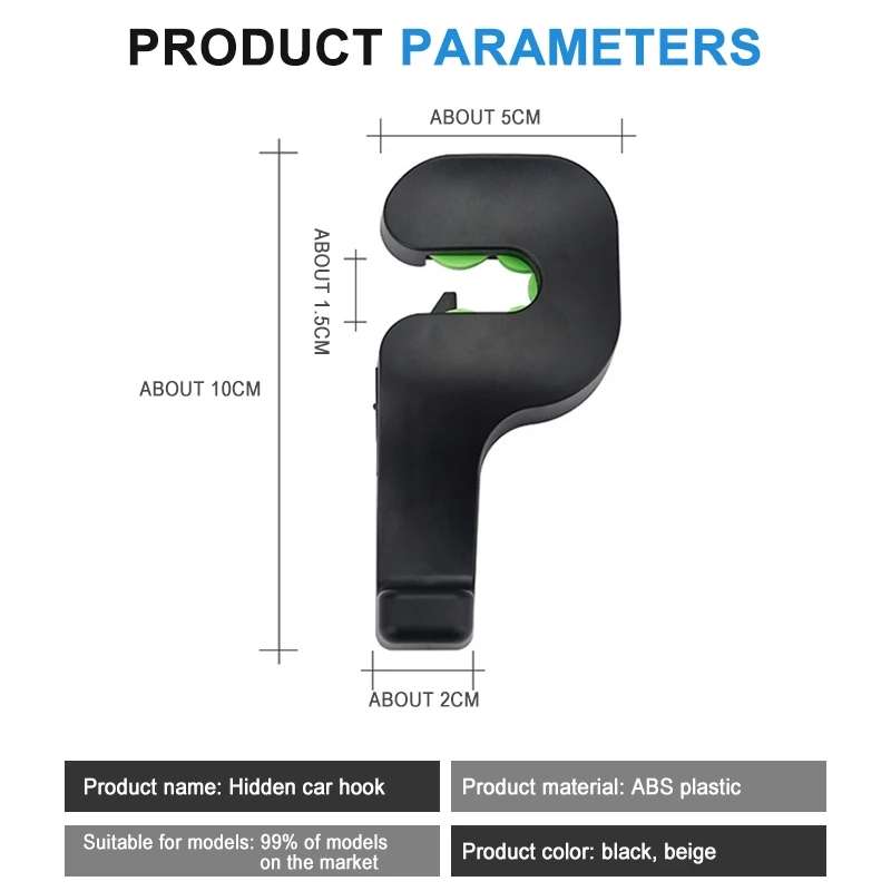1 Pair Car Seat Back Hidden Hook (Black)