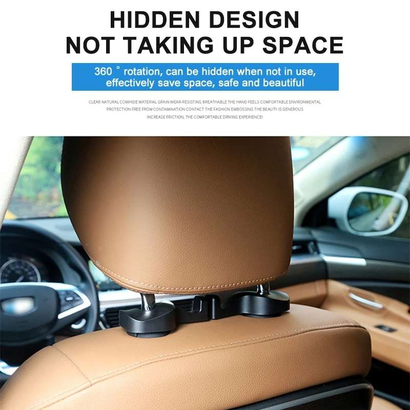 1 Pair Car Seat Back Hidden Hook (Black)