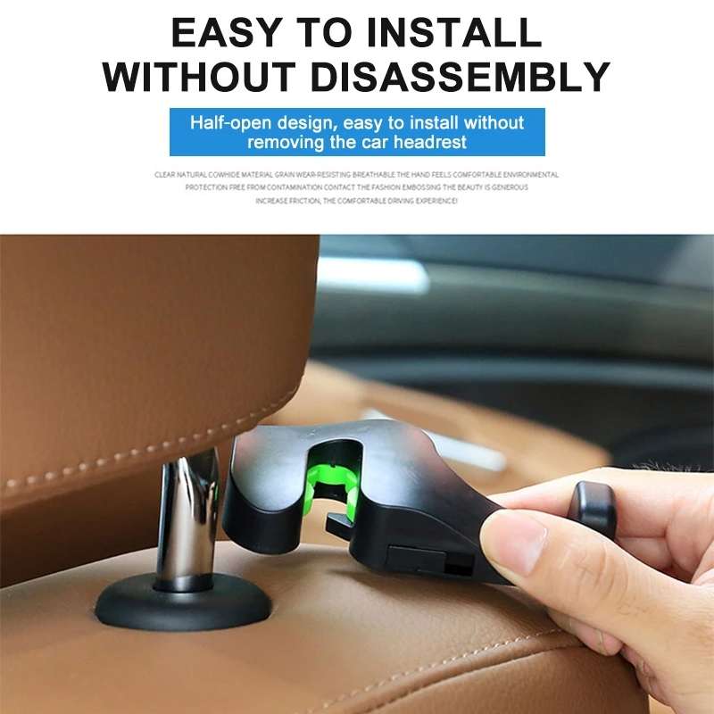 1 Pair Car Seat Back Hidden Hook (Black)