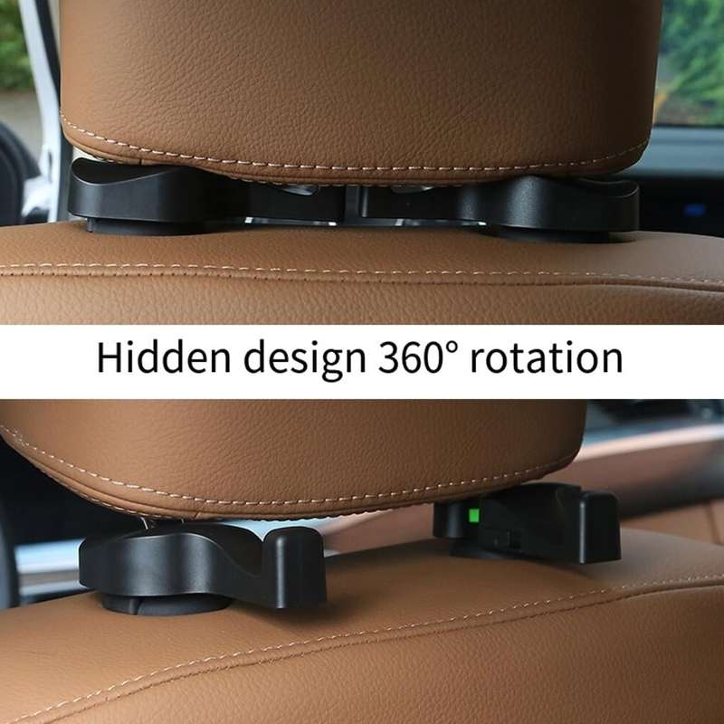 1 Pair Car Seat Back Hidden Hook (Black)