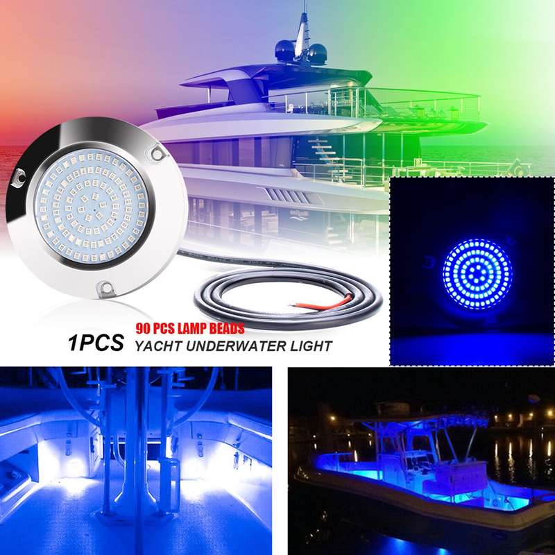 Ship / Yacht 10-30V 90LEDs Waterproof Stainless Steel Underwater Light (Blue Light)