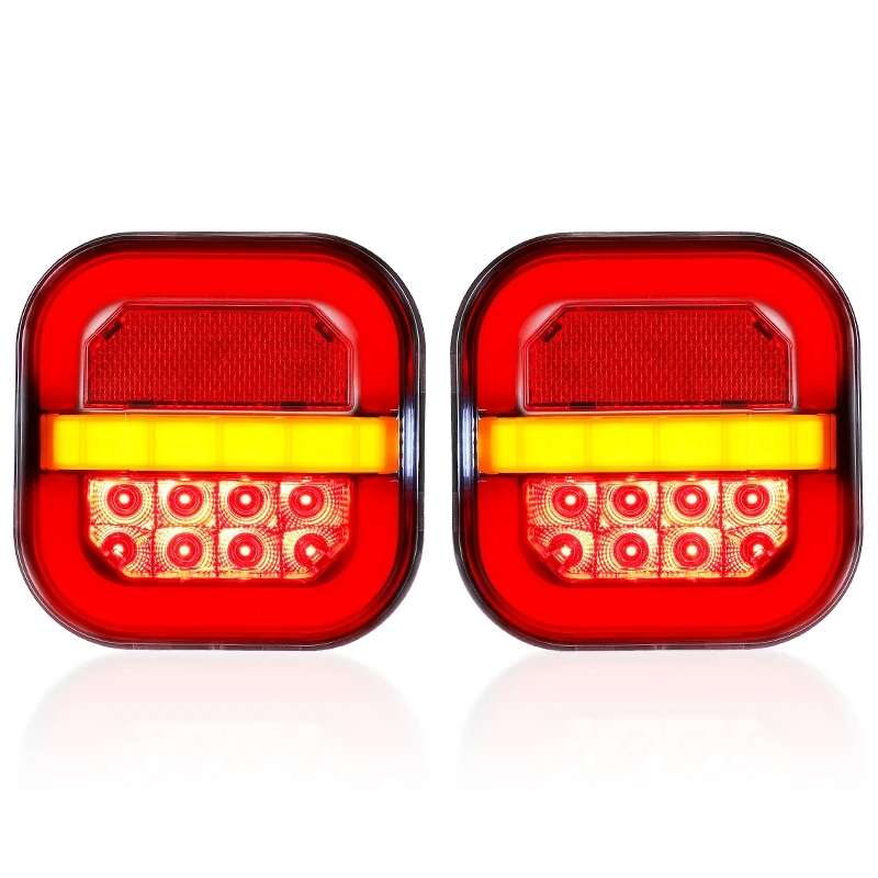 2pcs 12-24V 28LEDs Square Trailer Taillight