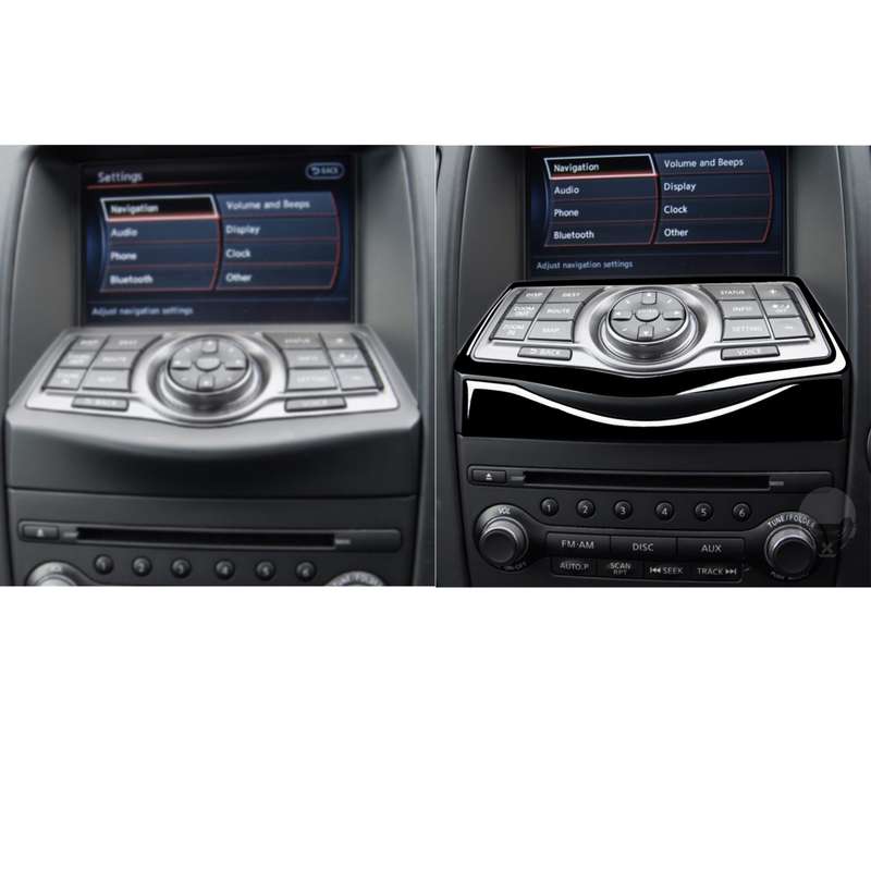 For Nissan 370Z Z34 2009- 2 in 1 Car Multimedia Navigation Button Frame Decorative Sticker, Left and