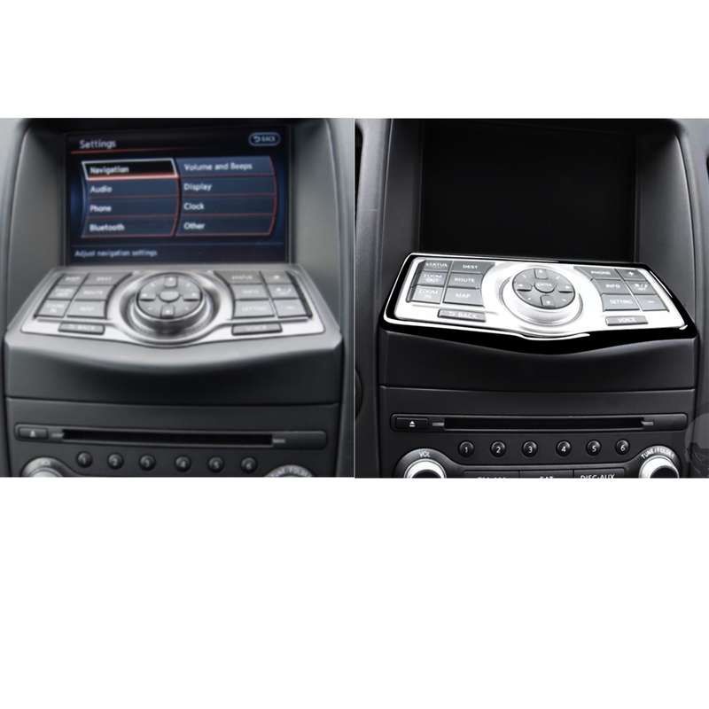 For Nissan 370Z Z34 2009- Car Multimedia Navigation Button Panel Decorative Sticker, Left and Right