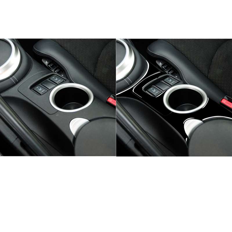 For Nissan 370Z Z34 2009- 5 in 1 Car Gear Cup Holder Panel Decorative Sticker, Left Drive (Black)