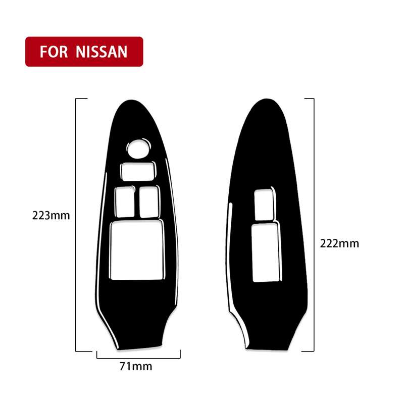 For Nissan 370Z Z34 2009- 2 in 1 Car Window Lift Panel with Hole Decorative Sticker, Left Drive (Bla