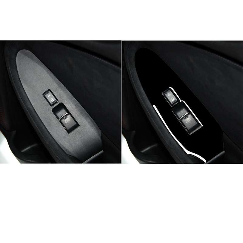 For Nissan 370Z Z34 2009- 2 in 1 Car Window Lift Panel with Hole Decorative Sticker, Left Drive (Bla