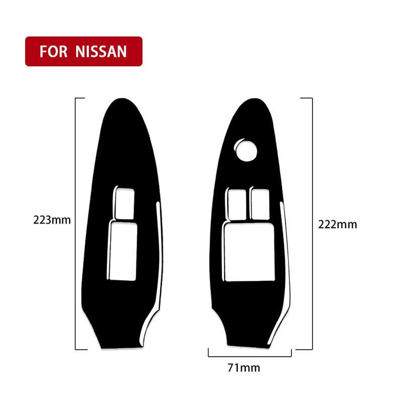 For Nissan 370Z Z34 2009- 2 in 1 Car Window Lift Panel Decorative Sticker, Right Drive (Black)