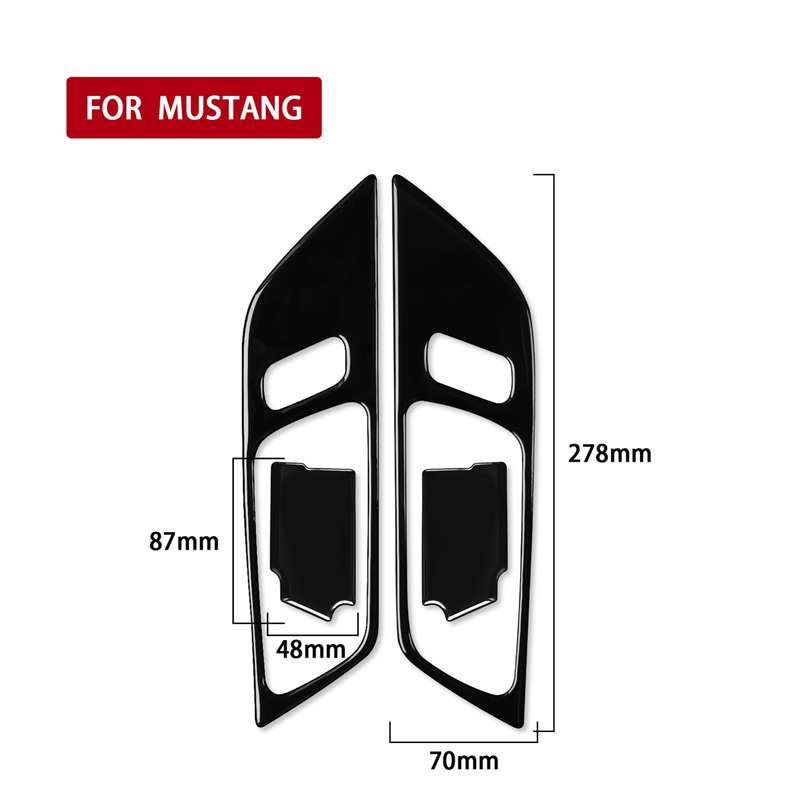 For Ford Mustang 2015-2020 Car Door Panel Decorative Sticker, Left and Right Drive Universal (Black)
