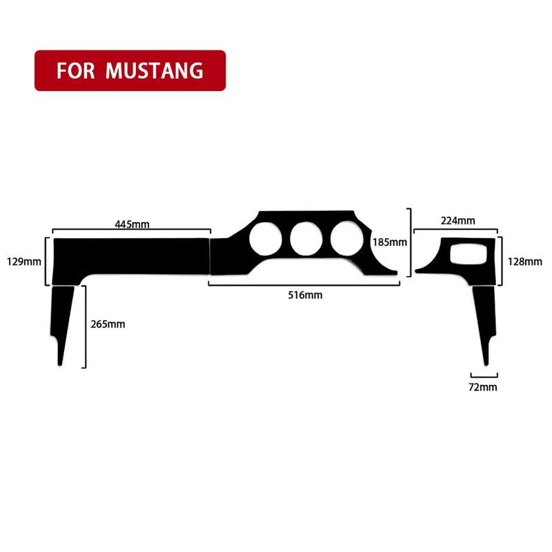 For Ford Mustang 2015-2020 Car Dashboard Panel Set Decorative Sticker, Right Drive (Black)