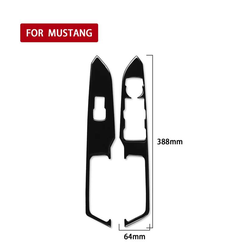 For Ford Mustang 2015-2020 Car Window Lift Panel Decorative Sticker, Right Drive (Black)