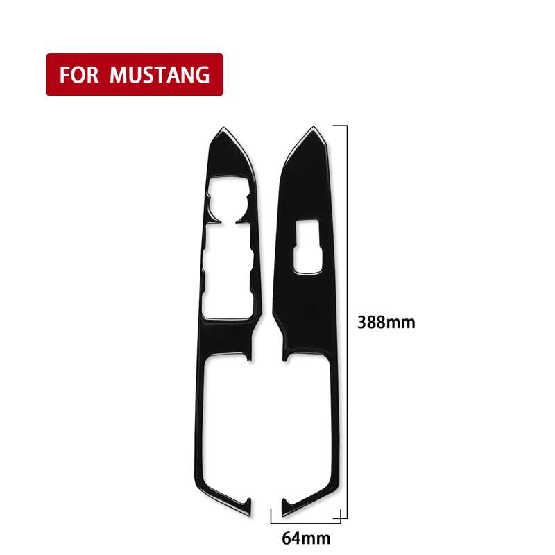 For Ford Mustang 2015-2020 Car Window Lift Panel Decorative Sticker, Left Drive (Black)